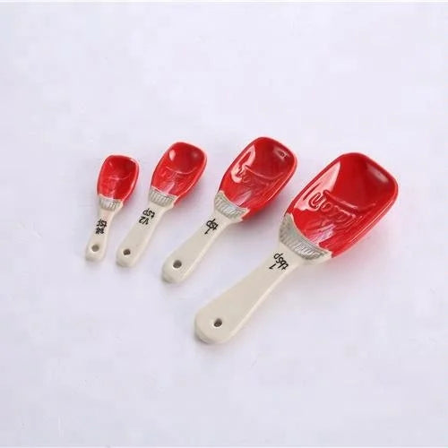 Factory Hot Sale Embossed logo Kitchen 4 Pcs Red Color Digital Measuring Spoon