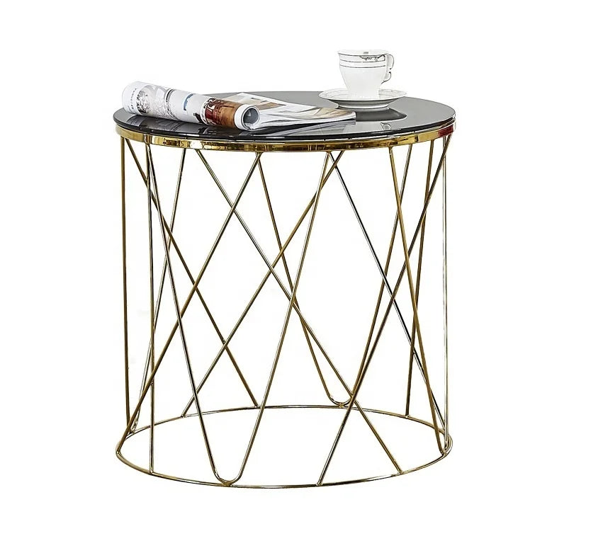Sinochic China Manufacturer High Quality Black Glass and Gold Coffee Table for Living Room