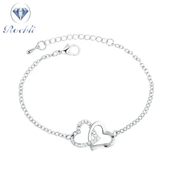 Stripe Chain with Heart Clasp Bracelet 925 Sterling Silver Jewellery  From Rich Jewelry