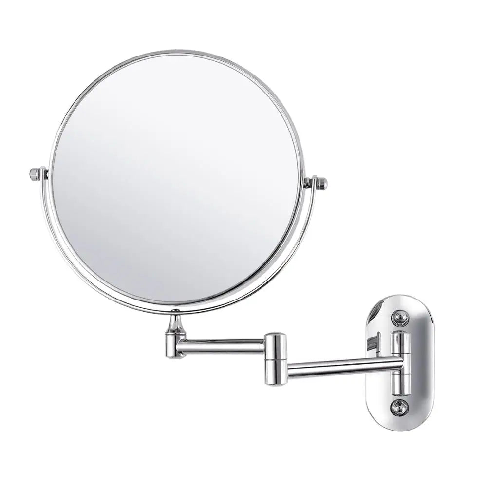 Round Folding Dual Arms 2 Sided Magnifying Wall Mounted Shaving Mirror for Men