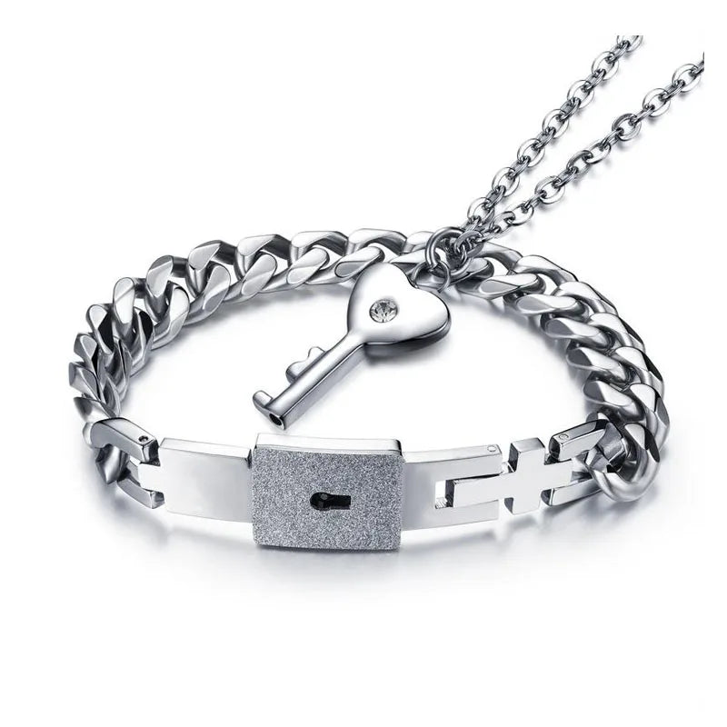 Couple Silver Lock Bracelet Key My Heart Bracelets