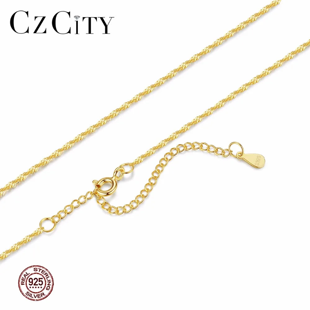 CZCITY Wholesale New Fashion 925 Silver Crude or Fine Rhombus Shaped Chain Necklace for Women & Men Party Gift Jewelry
