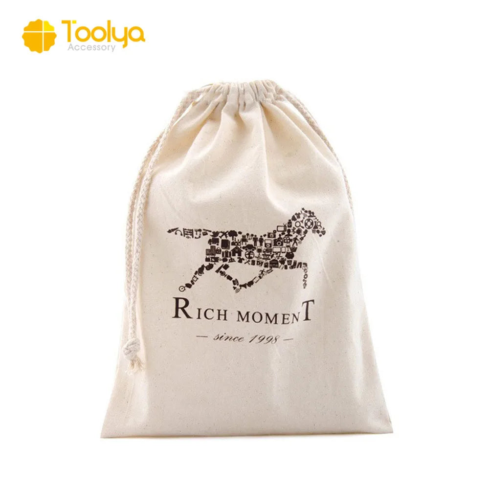 Wholesale Customized Cheap Cotton Bag Eco Cotton Drawstring Bag with Print LOGO