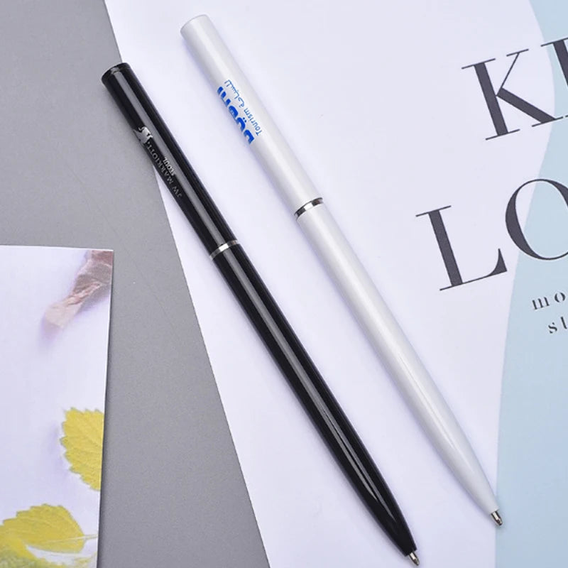 2026 Thin Twist Metal Ball Pen Without Clip Logo Engraved  Twist Mechanism Ball Pen