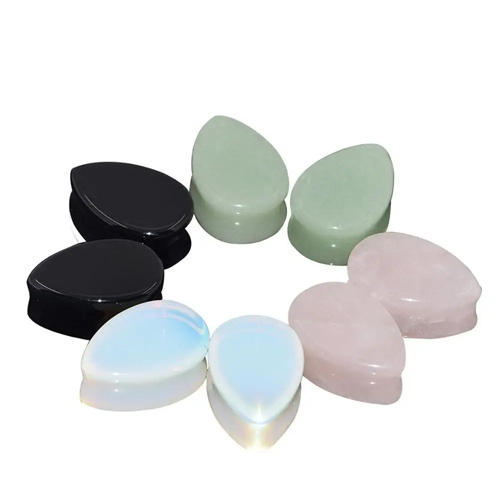 Set Mixed Stone Saddle Ear Plugs Stretcher Expander Ear Skin Flexible Flesh Tunnel Expander Stretching Gauge
