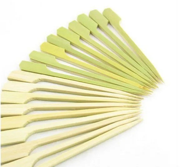 Biodegradable Disposable Bamboo Kebab Skewers for Party Food Baking BBQ Grill Flat-shaped Grill Sticks for Fruit for Kitchen Use