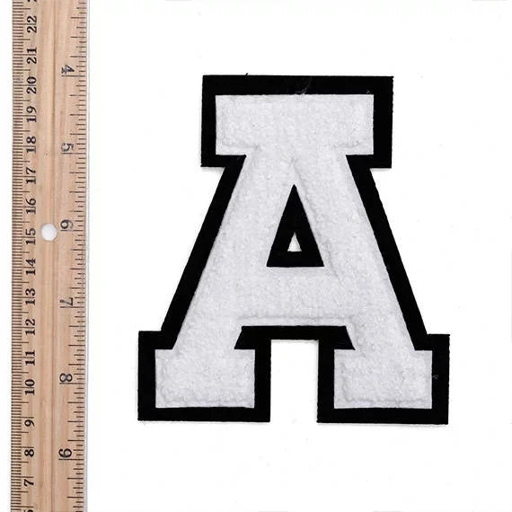 Customizable 3D Embroidered Letter Patch White Chenille Towel Polyester Yarn Sew-On Velvet Embroidery Clothes Decor OEM Model