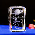 Small Bridge Wholesale 3d Laser Engraved Glass Rose Cube Transparent Wedding Decoration K9 Crystal Folk Art Glass Cube