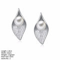 Small 5mm Pearl Leaf Shape Stud Earrings Freshwater Pearl Earrings 925 Sterling Silver