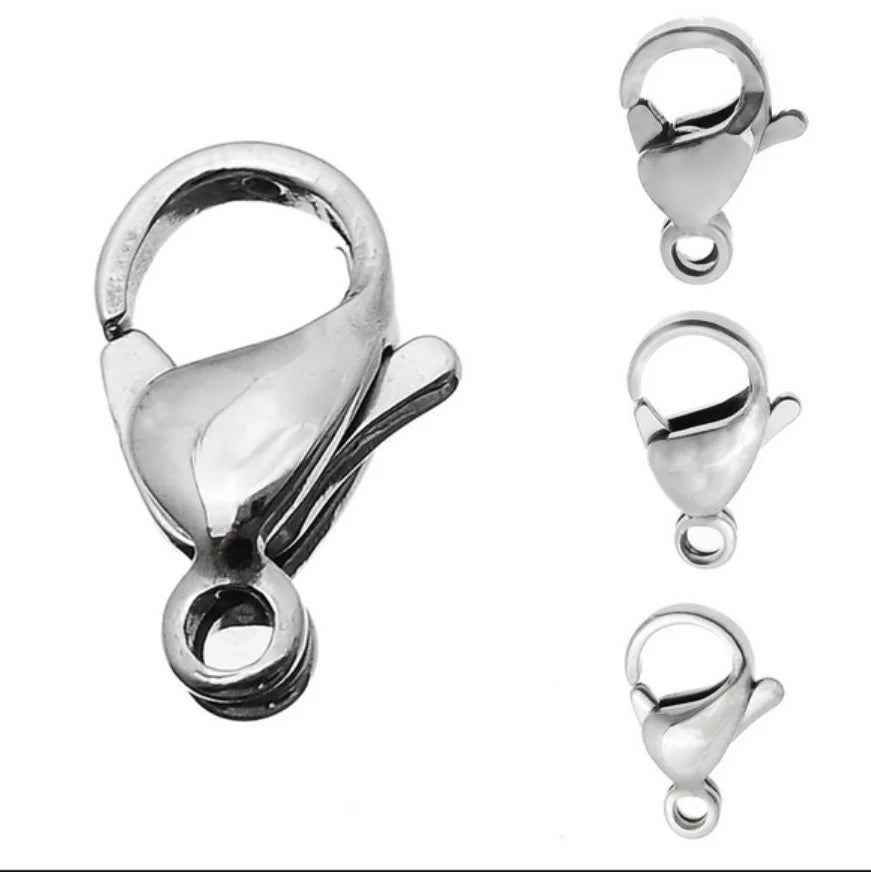 Size 9mm 10mm 11mm 12mm 13mm 15mm 16mm 17mm 19mm Wholesale Chain Finding Stainless Steel Lobster Clasps for DIY Jewelry LXK001