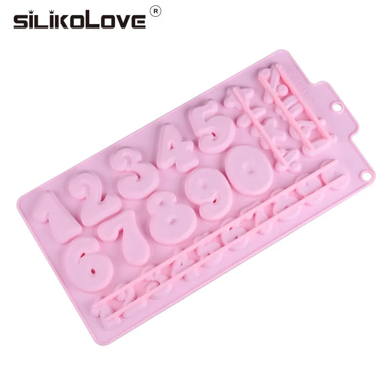 New Design 100% Food Grade Silicone Letter Mould With Add Subtract Multiply and Divide Number Cake Decorating Tools