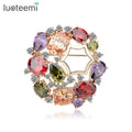 LUOTEEMI Jewelry Hot Design Luxury Fashion Mona Lisa Multicolor Cubic Zirconia Women Bridal Wedding Dress Decoration Brooch