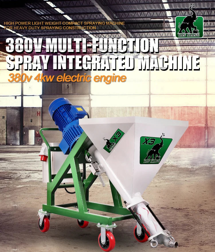 X3 High Power Mortar Cement Spray Machine 50L Hopper 380V 50HZ 3Phase for Construction Use