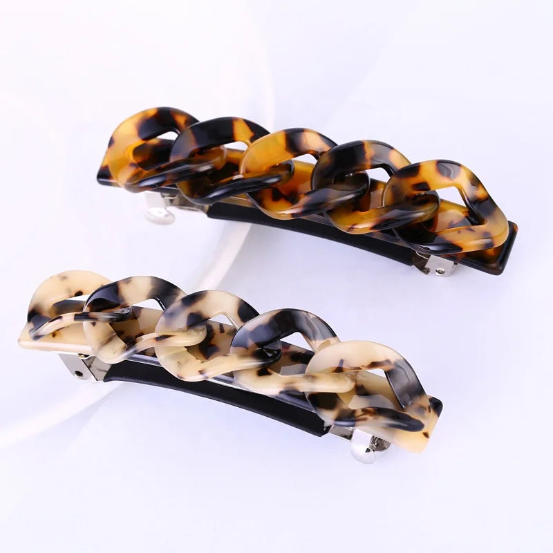 Fashion Ponytail Chain Hair Clip for Girls New  Tortoiseshell Acetate Hair Barrette Wholesale Hair Accessories