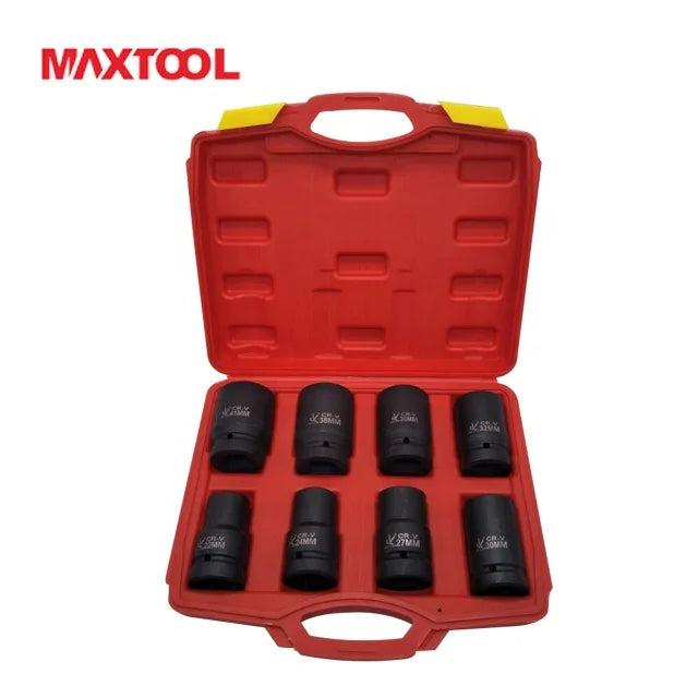 MaxTool 1" 8-Piece Hand Tools Impact Socket Set CR-MO Steel OEM Customization Blow Case Auto Repair Industrial Use 1 Year