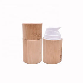 2025 New Design 30ml 50ml 80ml Bamboo Lotion Bottle Natural Bamboo Airless Lotion Pump Bottles