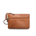 New Genuine Leather Women Small Coin Wallet Zipper Closed Change Purse with Key Chain
