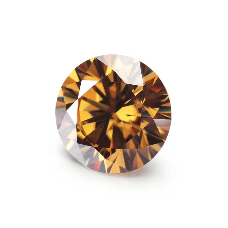 Starsgem  Moissanite  4mm-9mm  Round Cut Champagne Color Moissanite Stones for Jewelry Making