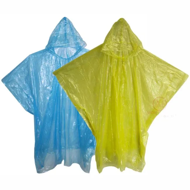 Promotional Emergency Disposable PE Rain Poncho Unisex for Outdoor Tour Activities 200pcs Each Carton