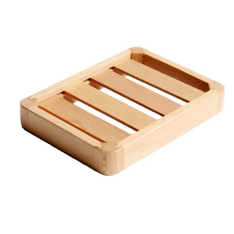 Classical Hot Sell Handmade Eco-Friendly Beech Wood Anti-Slip Waterproof Durable Soap Holder Tray