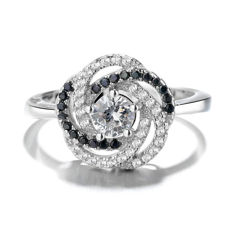 2019 Hot Selling Manufacturers Wholesale 925 Sterling Silver Diamond Rose Women's Ring Jewelry