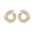 LUOTEEMI Luxury Leaves Shape Cubic Zirconia Earrings Party Big Stud Earring for Women