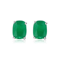 CZCITY Crystal Stud Girl Earrings Square Jade Green and Pink Crystal Earrings for Women
