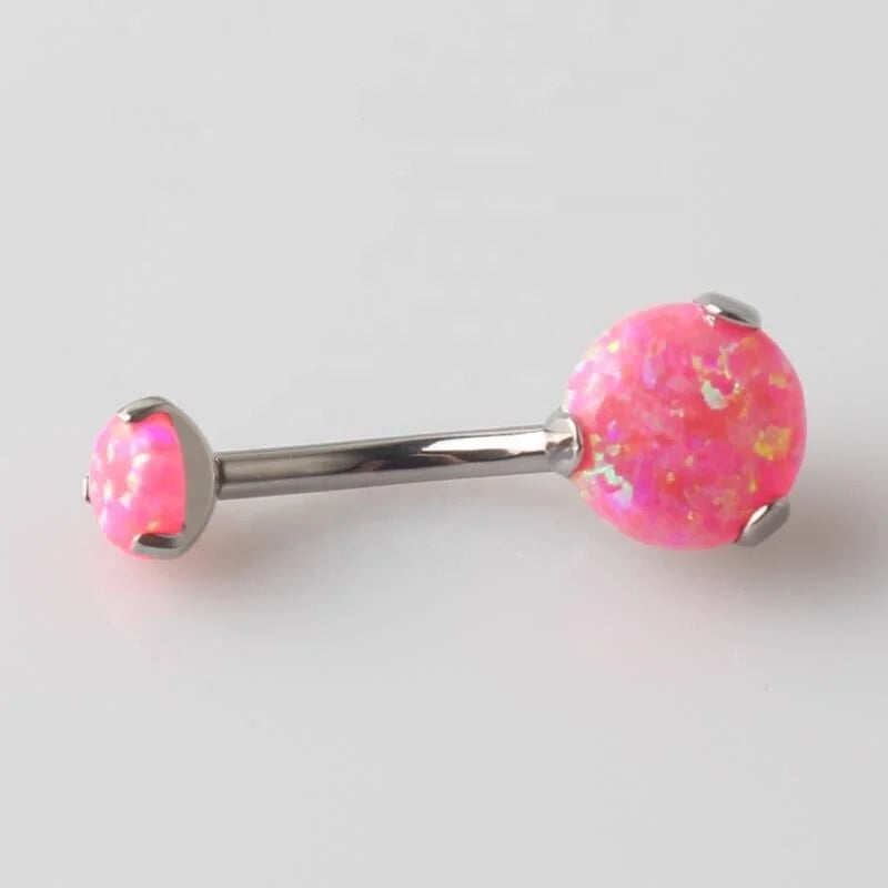 14g Solid Titanium Internal Threaded OPAL Navel Belly Button Ring Body Piercing Jewelry for Weddings Gifts Engagements Children