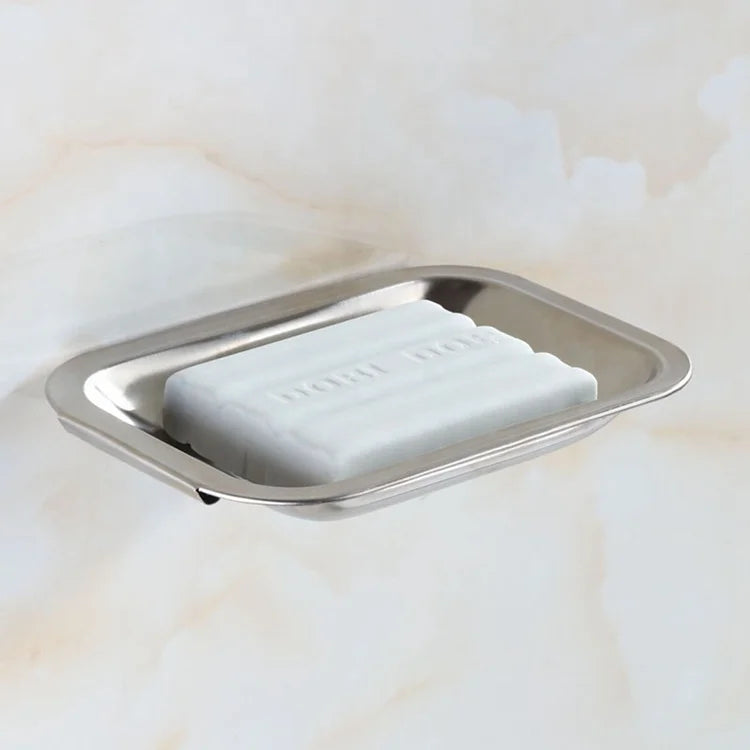 Economical Wall Hanging Bathroom Accessories Rectangular Polished Finish Quick Drainage Stainless Steel Soap Plate Dish Rack