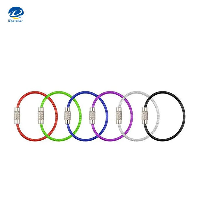 Custom Packing  Cruise Luggage Tag ID Holders Key Colored Nylon Coated Stainless Steel Wire Loops