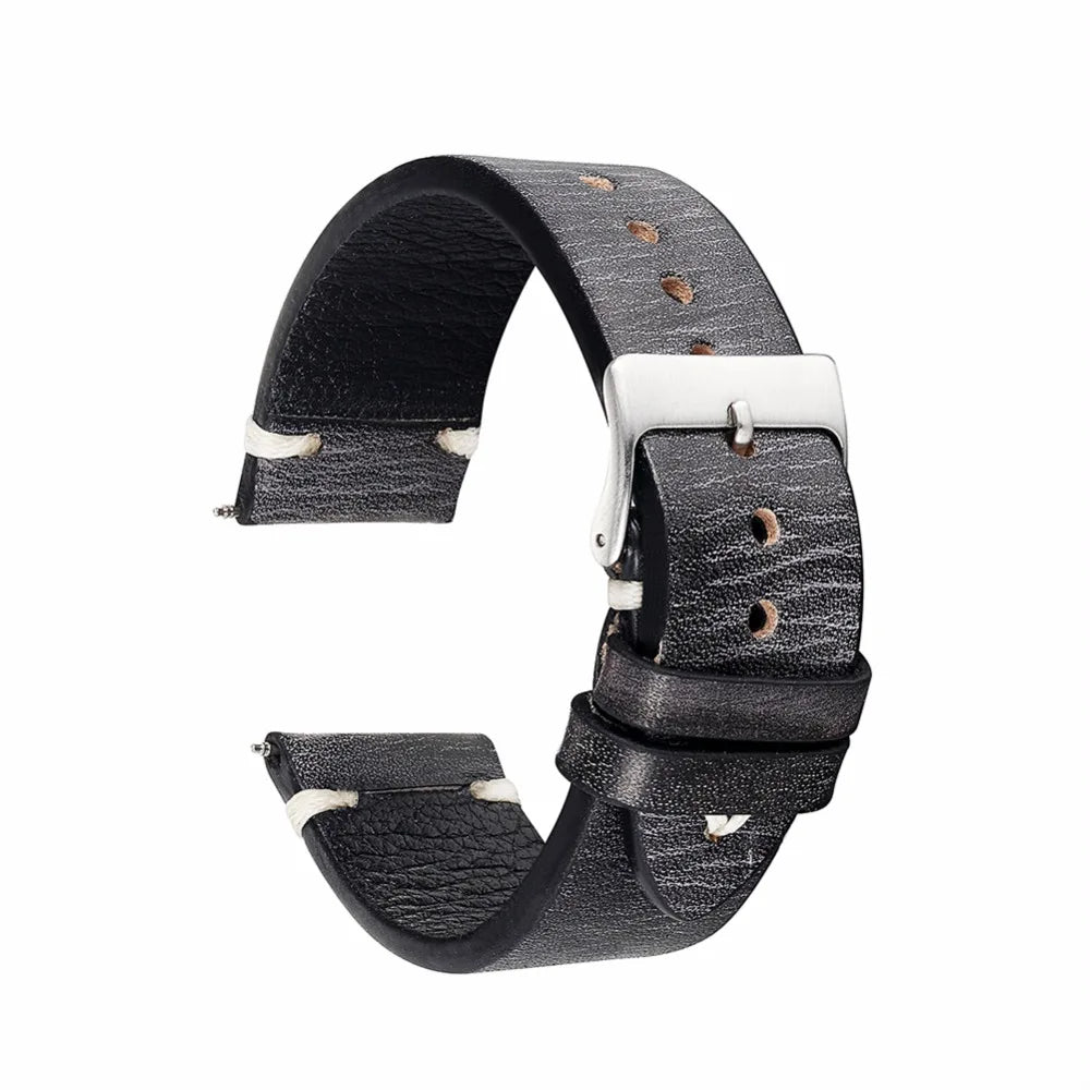 Onthelevel Customized Personalized Logo  Vintage Retro Watch Strap Band 22mm Handmade Italian Genuine Leather Watch Band