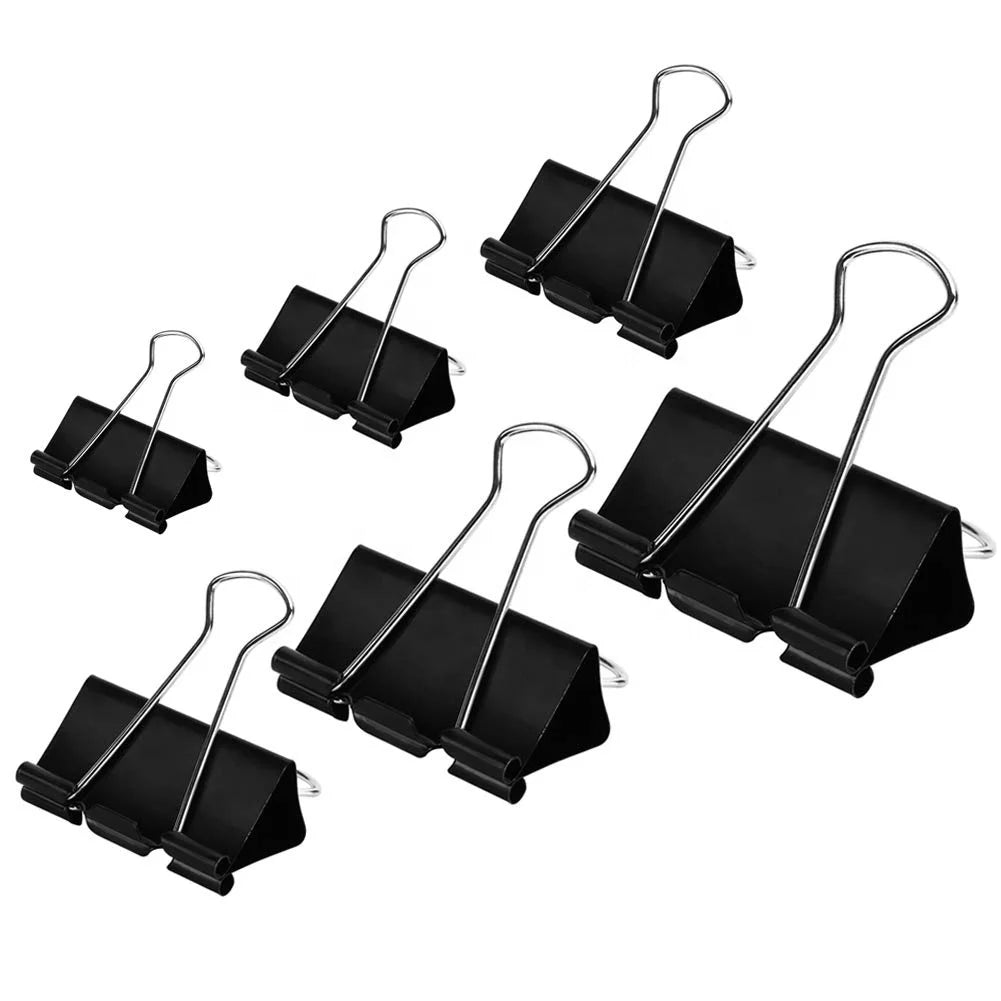 Black Metal Long Tail Clip Stationery Iron Clip Black Binder Clips for School