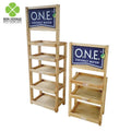 Floor Natural Retail Store Wood Display Stand for Beverage