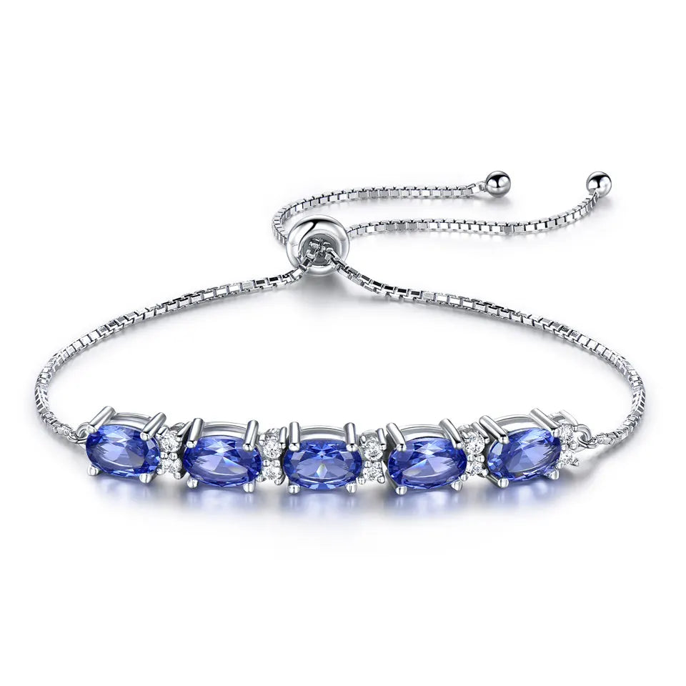 Tanzanite Topaz Gemstone 925 Sterling Silver Bracelet for Women 18k Gold Plated Adjustable Bracelets Wholesale