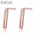 CZCITY Yiwu Factory Direct Sale Trendy Rose Gold Color Women Authentic 925 Sterling Silver Drop Dangle Earrings