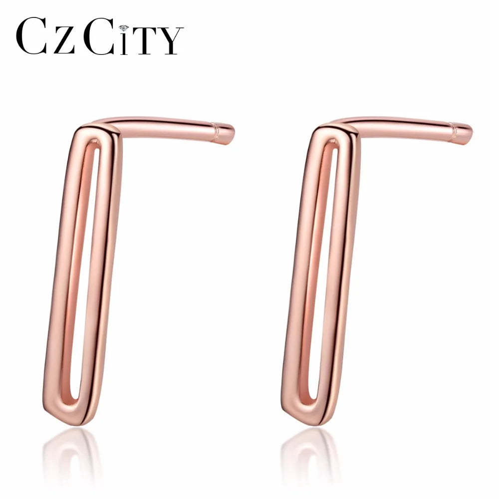 CZCITY Yiwu Factory Direct Sale Trendy Rose Gold Color Women Authentic 925 Sterling Silver Drop Dangle Earrings