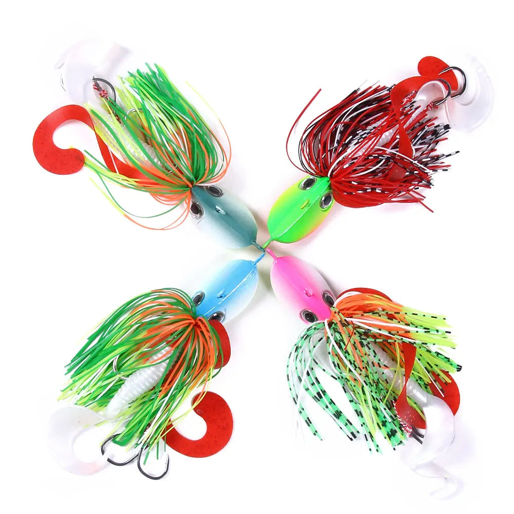 Hengjia 17cm 100g Customized Octopus Metal Jigging Lures Rubber Jig Skirts Fresh Water Fishing Lure