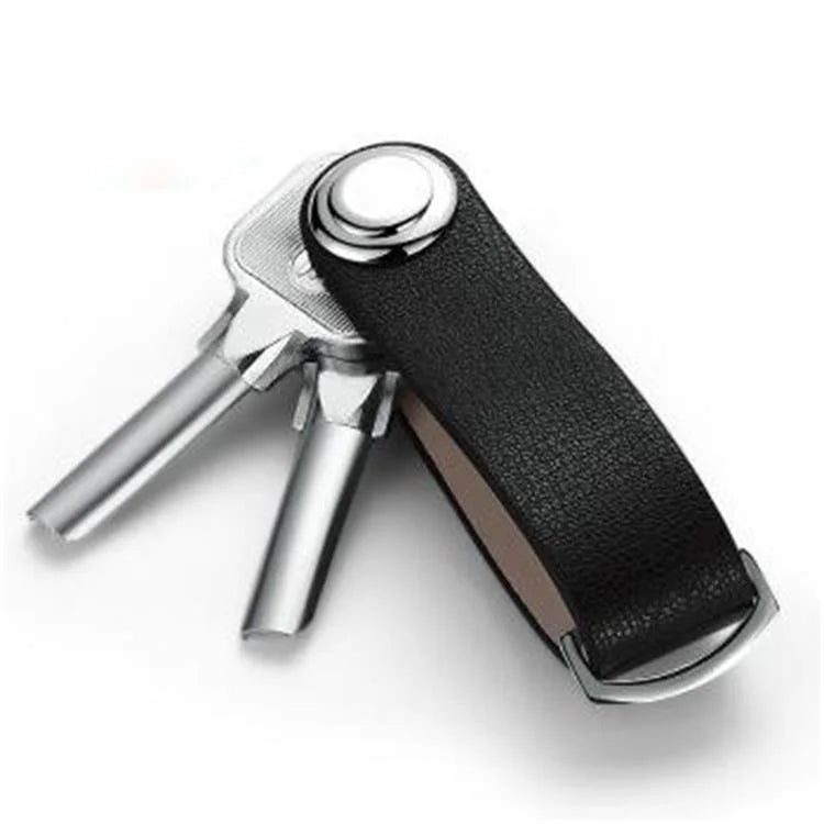 Keychain Leather Custom Logo Personalized Double Ring Key  Keyring Leather for Men Women