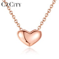 CZCITY Real Silver Heart Pendent Necklace Rose Gold Color Girls Jewelry Cute Korean Stylish Pendants Hearts