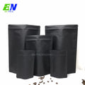 Black Kraft Paper Biodegradable Compostable Zipper Bag for Coffee Packaging