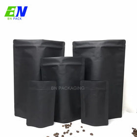 Black Kraft Paper Biodegradable Compostable Zipper Bag for Coffee Packaging