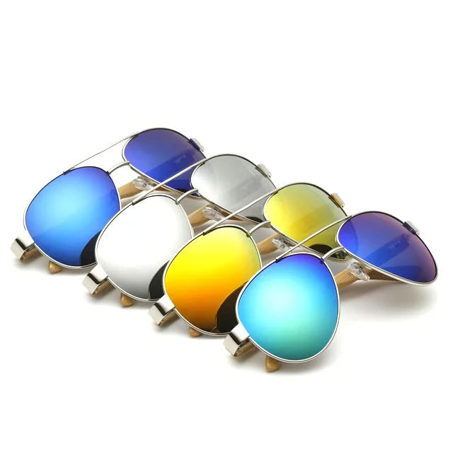 Custom Logo UV400 for Sports Sunglasses with Bamboo Temples Gold Frame Comfortable Fit for Unisex Outdoor Use