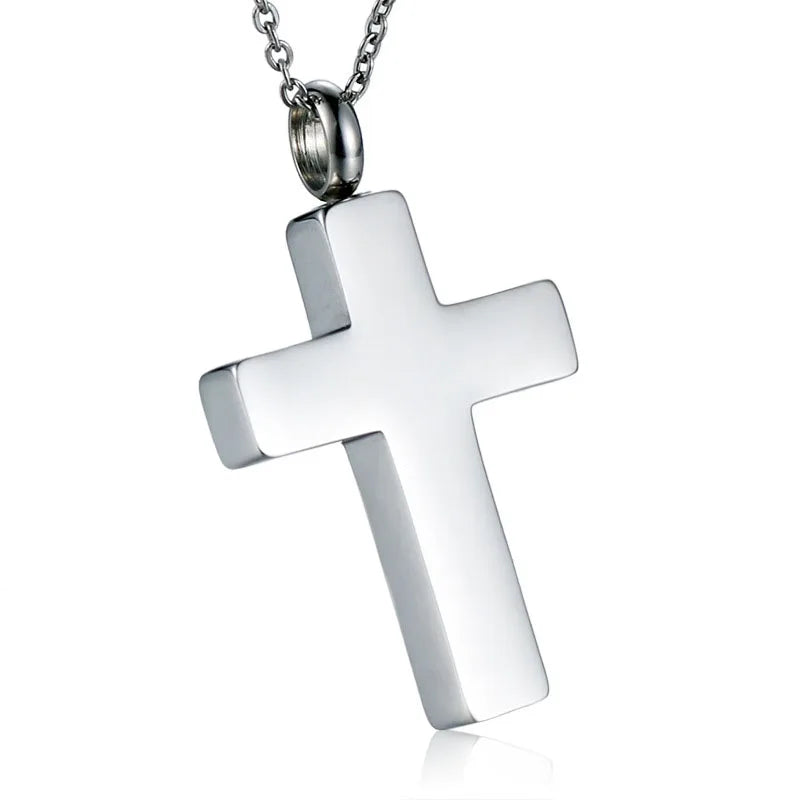 Silver Color Jewelry Dog Lover Necklace Ash Keepsake Urn Cross Pendant 316L Stainless Steel Cremation Jewellery GHP049