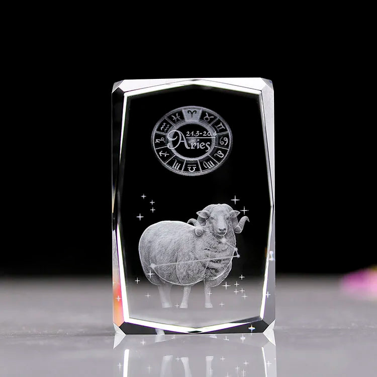 Small Bridge Wholesale Customization 12 Zodiac Souvenir Aries K9 3d Laser Engraving Crystal Gifts Set