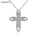LUOTEEMI Luxury Jewelry Tiny CZ Cross Necklace Tiny CZ Paved Cross Pendant Necklace for Women