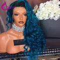 1B Green for Ombre Glueless European Human Hair Wig 13x6 HD for Swiss Lace Front Long Beach Wave Wig for Black Women