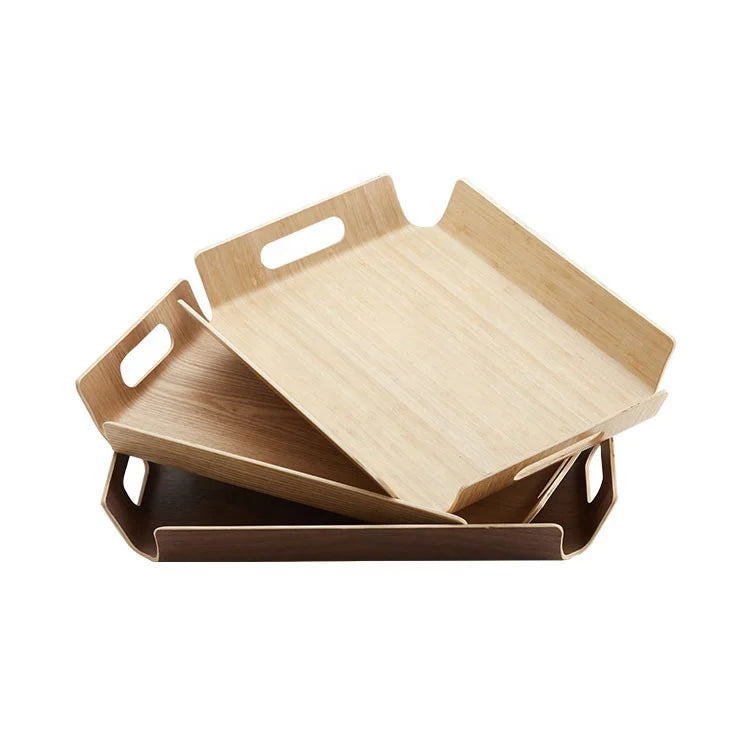 Wholesale Classical  39.5cm Rectangle  Hotel  Wood  Serving Tray with Handle