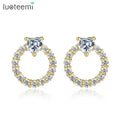 LUOTEEMI Gold Silver Color CZ Stone Earring Fashion Korean Style Big Round Hoop Earrings Women Christmas Party Jewelry Gift