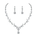 Weiman Fashion Shiny Teardrop and Floral Cubic Zirconia CZ Zircon Crystal Necklace and Drop Earring Wedding Jewelry Set