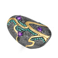 Abiding Natural Gemstone Amethyst Gold Plated Handmade Fashion 925 Sterling Silver Ring Jewelry